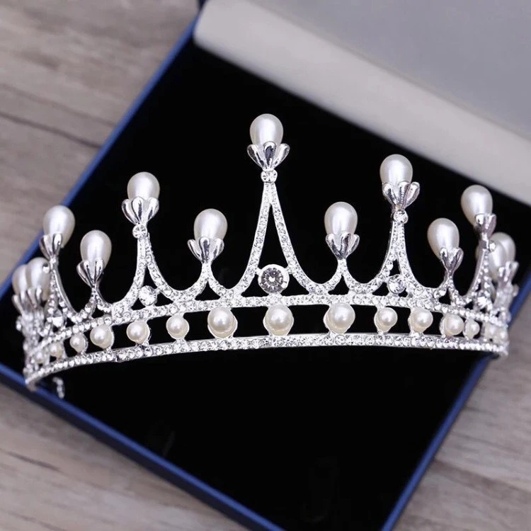 Luxurious Crystal Rhinestones Pearls Silver Branch Tiara Crown Wedding Party Hair Accessories Bridal Hair Jewelry 3pcs set