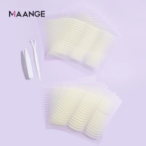 MAANGE OEM Breathable 20pcs Matte Waterproof Invisible Eyelid Tape Natural Invisible Eyelid Stickers With Tweezers Y Fork