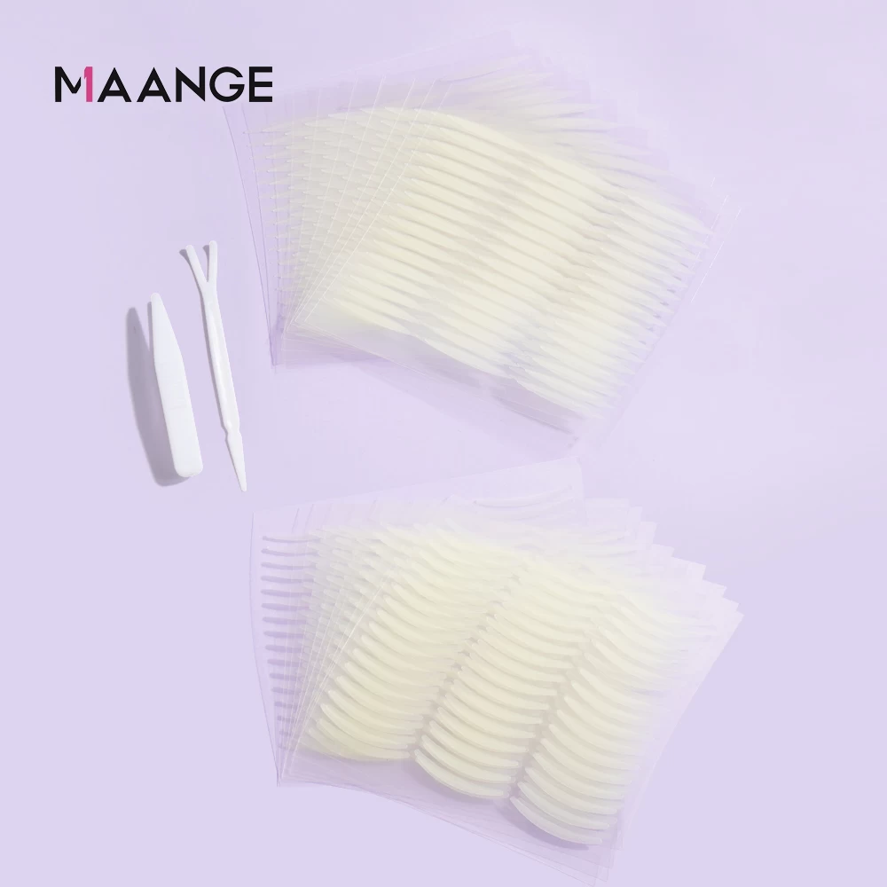 MAANGE OEM Breathable 20pcs Matte Waterproof Invisible Eyelid Tape Natural Invisible Eyelid Stickers With Tweezers Y Fork