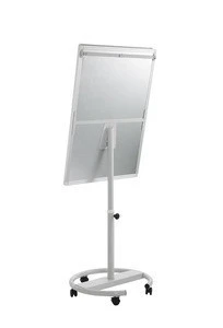 Magnetic Mobile Whiteboard/Height Adjustable Round Dry Erase Board Easel on Wheels,w/Flipchart Pad, Magnets & Eraser