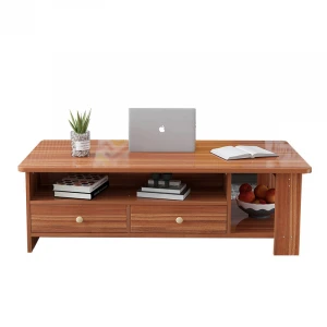 MDF modern wooden double drawer coffee table