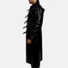 Mens Black Real Cow hide Leather Coat & Vest/Shearling Long Trench Coat,Winter Coats