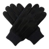 Mens Suede Leather Touchscreen Gloves with Warm Fleece Lining and Knit Cuff