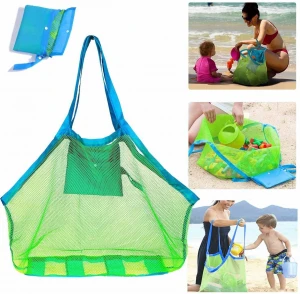 Mesh Beach Bag Extra Large Beach Bags and Totes Tote Backpack Toys Towels Sand Away for Holding Beach Toys Children Toys Marke