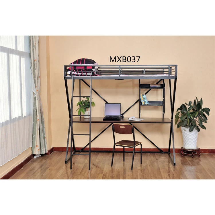 Metal bunk bed with computer desk Dormitory bed