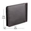 Minimalist Front Pocket Bi-Fold Genuine Leather Mens Slim Wallet Money Clip with ID Window