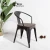 Import modern desgin dining restaurant metal iron arm chair with wooden seat from China
