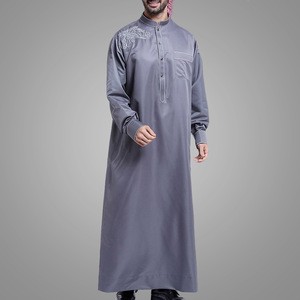 Modern Embroidered Middle Eastern Arab Long Sleeve Muslim Men&#39;s Clothing Hotsale Moroccan Thobe Saudi Thobes Turkey Abaya