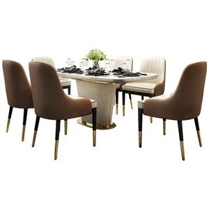 Modern Furniture Marble Kitchen Dining Dinette Top Dining Table Set 6 Chairs Person Dining Table and chairs