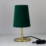 Modern lamp mini bedside table lamp Metal wire drawing base Peacock Blue velvet table lamp