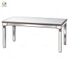 Modern Long Rectangle Silver Mirrored Glass Wood Dining Tables