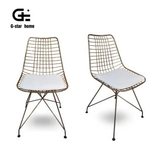 Modern Outdoor Furniture Chair Set Wire Mesh Metal Iron Net Gold Wire Dining Chair