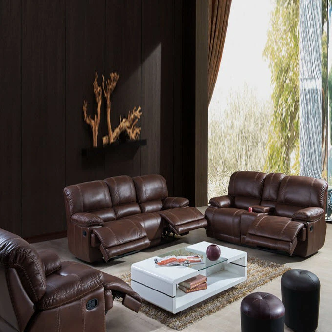 Modern SF3671 Home Furniture Luxury Leather No Inflatable Elegant Recling Living Room Sofa Set