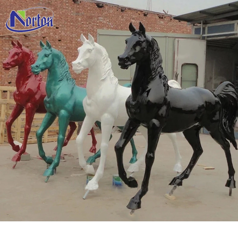 Modern square outdoor decorative life size colour resin crafts horse statue sculpture NTFA-115Y