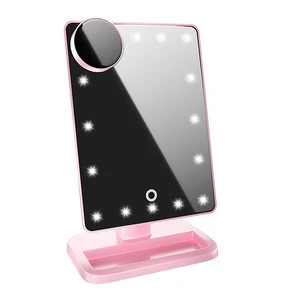 Modern Stylish Salon Desktop Vanity Micro USB Charge LED Makeup Mirror with Dimmable Lights