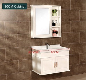 Modern White Thailand Oak  Wall-hung Bathroom Cabinet Waterproof Bathroom Furniture 7702-80 with Environmental-friendly Paint