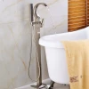 MOXIEN Brushed Nickel Floor Mounted Bathtub Mixers Tub Sink Single Lever Waterfall Spout Clawfoot Faucet Tap With Hand Shower