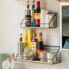 Multi-function stainless steel metal organizer wire seasoning cookroom punch free wall mounted storage holders racks kitchen
