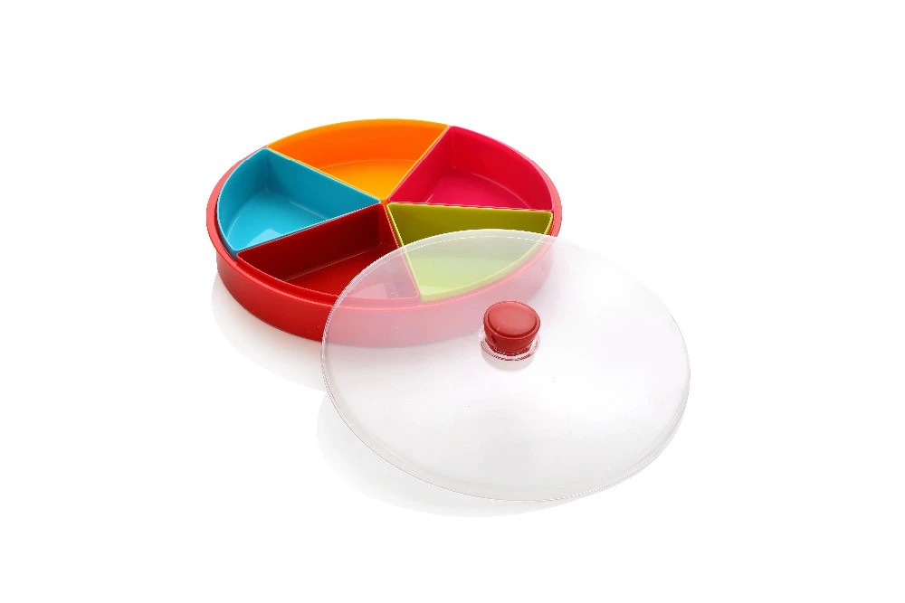 Multi Sectional Nuts Candy Snack Serving Tray with Lid