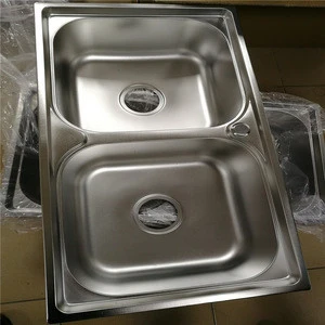 Myanmar Vietnam Mid-East Africa Russia Cheap Electric Finish Stainless Steel Double Bowls Kitchen Sinks