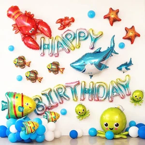 Mylar Number 16 inch Ocean Rainbow Color Happy Birthday Party Decoration Foil Letter Balloon