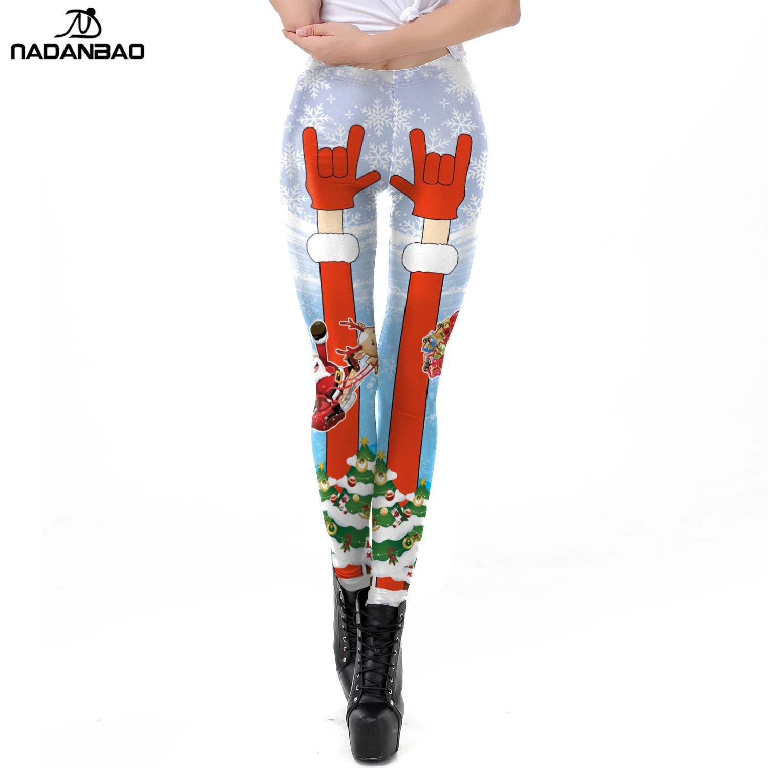 NADANBAO Brand 2021 newest Christmas accessories leggings light belt print wholesale spandex leggings women basic