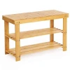 Natural and convenient three-layer shoe changing stool storage rack bamboo shoe rack