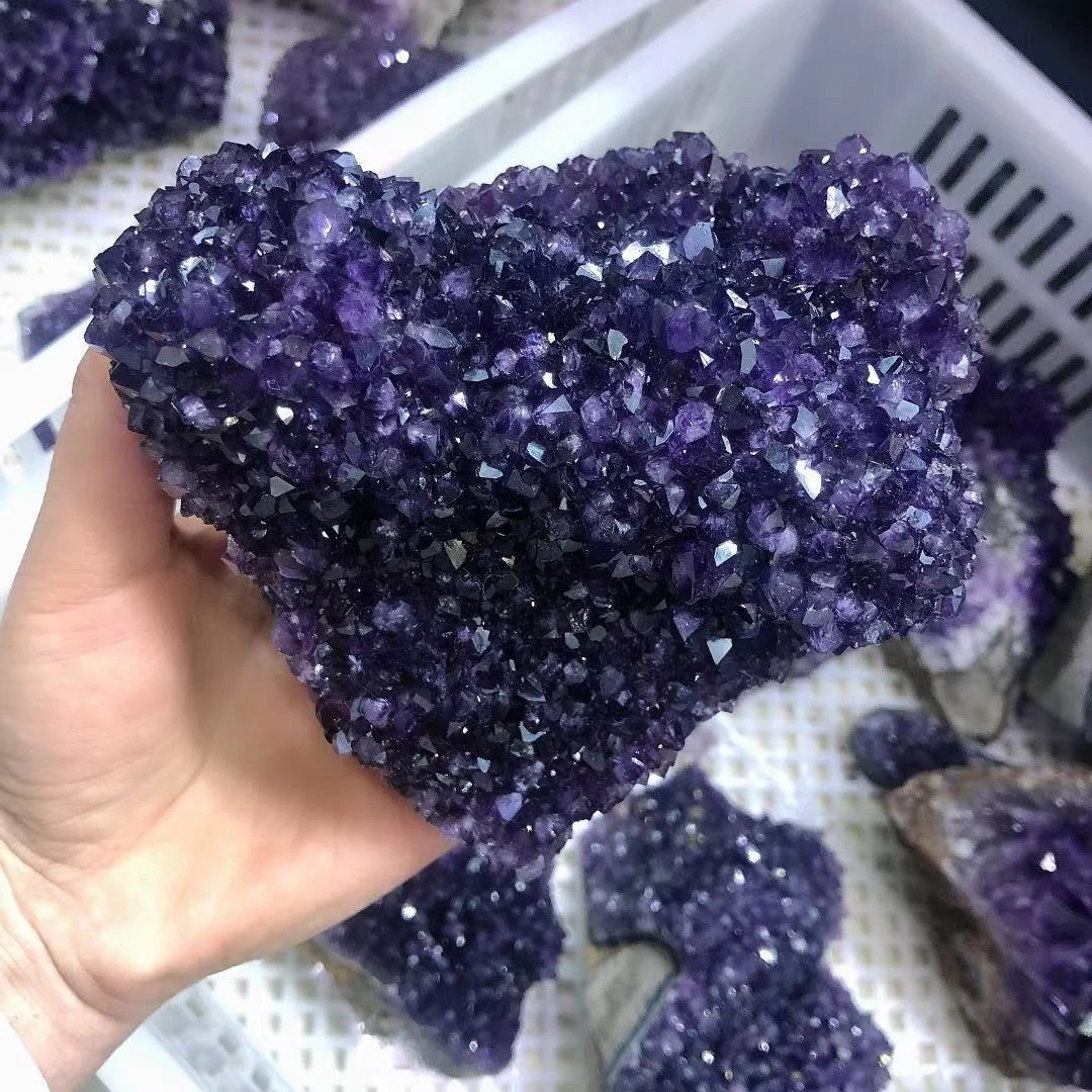 Natural Crystal Amethyst Quartz Geode Stone Purple Gemstone Cluster Crystal Crafts
