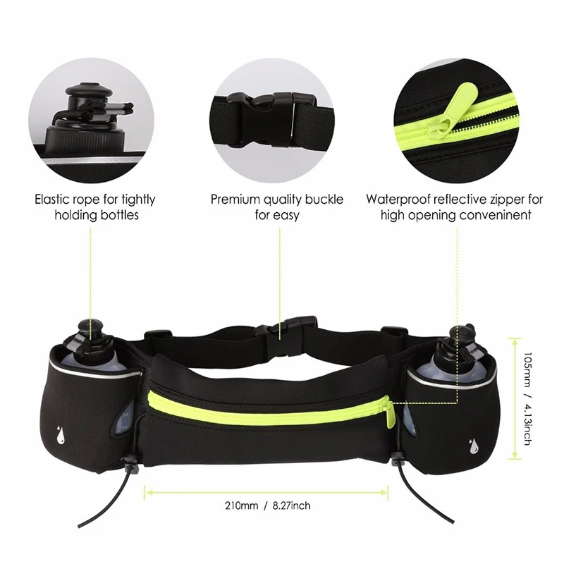 Neoprene Hydration Belt Running Waist Bag Waterproof Hiking Cycling Fanny Pack with Bottle Holder