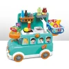 New 3 in 1 supermarket toy set multifunction funny bus with light and sound