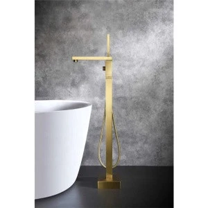 New bathroom exquisite bathtub shower set single handle brush gold color free standing bath faucet mixer