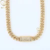 New Design Bust Down Baguette Cut Moissanite Diamond HipHop Jewelry Gold Finish Iced Out Miami Cuban Chain Necklace For Men