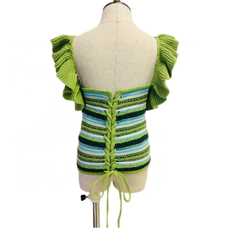 New fashion flouncing back strap design OEM/ODM knitting yarn hand crochet sweater for children