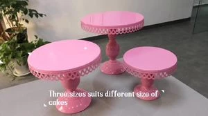 New Item Metal Cupcake Stand With Pink Paint Cake Stand Wedding Cake Carrier Tools