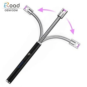 New Outdoors Metal Electric BBQ Lighter, USB Rechargeable Arc Lighter, Windproof Flameless Kitchen BBQ Lighter With Long Handle