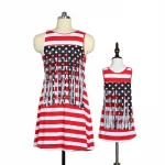 New Spring and Summer Mother-Daughter Flag Style Tassel Dress Parent-Child Outfit Flag Tassel Style Dress