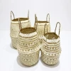 New style wholesales handmade woven palm leaf storage basket with handle, tree planter-BH4612A-4NA