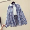 Newest Style Plaid Shirts Women&#x27;s Casual Blouse Tops plaid Blouse