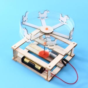 Newest Wooden toys Creative DIY Merry-Go-Round Kids Electric Physical Science Educational Toys