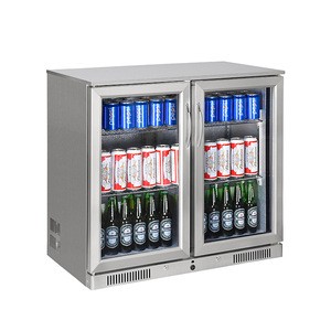 OEM 208L S/S 2 glass doors bar fridge hotel supermarket(CE,RoHS,SAA) Refrigeration+Equipment undercounter bar refrigerator