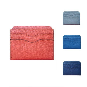 OEM ODM Metallic Solid Mixed Color Genuine Leather Durable Concise Design Brand Purse Wallet Card Holders with Free Logo Print