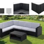 Outdoor Sectional Corner Group Injected Plastic Imitate Poly Rattan Sofa Set Garden Line Patio Furniture