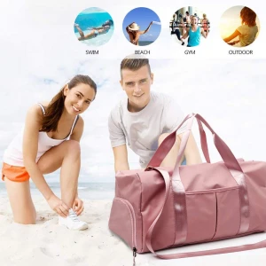 Overnight Weekend Travel Pink Duffle Bags Dry Shoulder Tote Wet Separated Fitness Workout Sports Gym Bag with Shoes Compartment