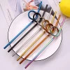 Party Decoration Colorful Reusable Metal Crazy Loop Fancy Drinking Straws with Brush