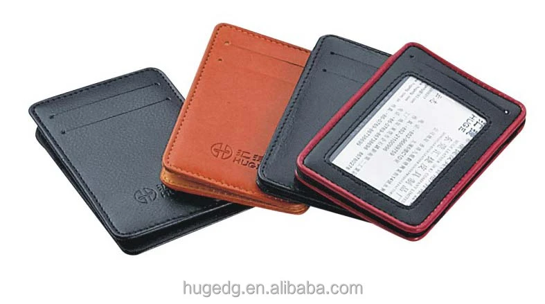 Personal mini slim assorted color pu leather magic wallet with elastic strap closure
