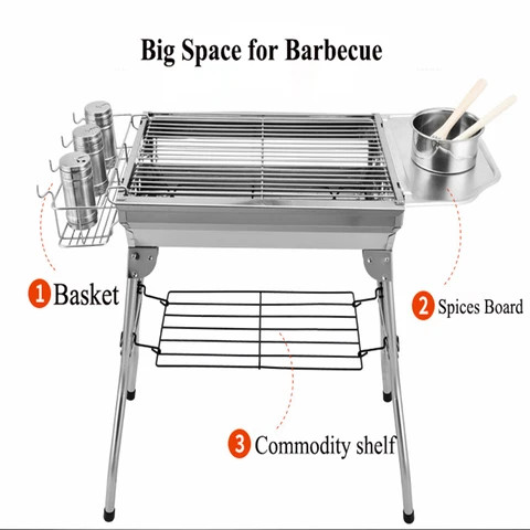 Portable Factory Price BBQ Grills  outdoor   Stainless Steel  Charcoal high quality 3-5 garden party barbecue grills