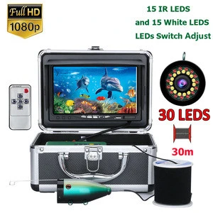 Portable Fashional Fish Finder 7&#39;&#39; 30m Underwater Fishing Camera 15pcs White LEDs 15pcs Infrared Lamp 1080P Camera For Fishing