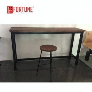 portable outdoor standing high height long narrow industrial or marble top bar table and stools