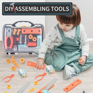 Pretend Play Plastic Tool Belt Play Set Carpenter Woodworking Repair Garden Tool Box Toys for boy