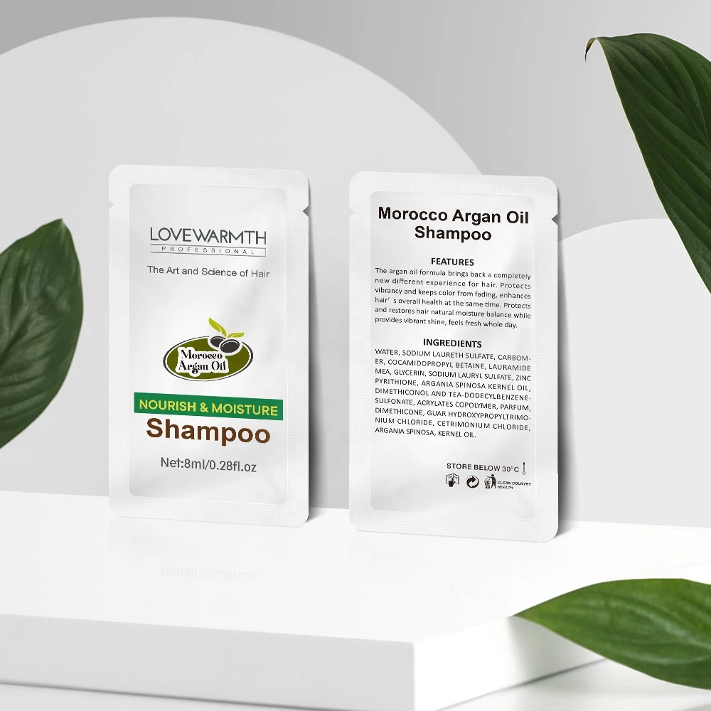Private Label Daily Use Hotel Shampoo Plastic Packaging in Small Sachet Shampoo Sachets Nourish and Moisture Shampoo